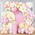 Daisy Flower Balloon Arch, 137 Pcs Flower Balloons Garland Kit, Groovy Boho Macaron Pink Yellow White Orange Birthday Party Balloons for Girls Bridal Baby Shower Wedding Carnival Party Decorations