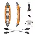 Bestway Hydroforce Lite Rapid Kayak, 3 Person Inflatable Kayak Set, Sit On Kayak with Seats, Backrest, 2 Paddles and Hand Pump, Orange, One Size, 65132