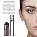 Eyebrow Stamp Kit,Eyebrow Stencil Kit for Beginners,Eyebrow Stamp Stencil Kit,with 10 Reusable Styles Eyebrow Stencil and 1 Brush,Waterproof,Dark Brown