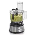 Hamilton Beach Food Processor & Vegetable Chopper for Slicing, Shredding, Mincing, and Puree, 10 Cups - Bowl Scraper, Stainless Steel