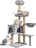 Árbol para Gatos,145cm Rascador para Gatos, Torre de Escalada para Gatos Estable de Varios Niveles, árboles de Actividades para Gatos con 7 Postes de sisal, 5 Plataformas, 2 nidos para Gatos