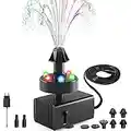 SZMP 24H Fontana da Giardino,laghetto da giardino esterno con luci a LED colorate Fontana da giardino 8 ugelli e 5M cavo di alimentazione,per Uccelli,Acquario,Stagno o Decorazione del Giardino