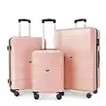 LUGG Travel Suitcase Set, 3 Hard Shell Cabin & Hold Luggage, Airline Approved, Lightweight & Strong, Secure TSA Lock, Internal Storage Pockets, Smooth Turning Wheels, 20" 25" 29" Suitcases (Rose Gold)