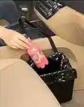 KMMOTORS Car Trash Can, Leather Car Trash Bag Foldable Hanging, Car Trash bin, Cute car Gadgets, Car Garbage Container, Vegan Leather(Medium, Black)