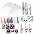 Vishine Gel Nail Polish Starter Kit - Juego de 6 colores de esmalte de gel, Base Top Coat, lámpara de uñas LED UV de 36W con herramientas de manicura de gel DIY completas por principio 8ml #12