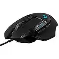 Logitech G502 HERO High Performance Wired Gaming Mouse, HERO 25K Sensor, 25,600 DPI, RGB, Adjustable Weights, 11 Programmable Buttons, On-Board Memory, PC / Mac, Black