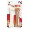 Nylabone 2 x Dura Chew Extreme Tough Dog Chew Toy Bones, 1 Bacon & 1 Chicken, Medium, For Dogs Up To 16 kg,White/Brown