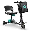 3 Wheel Folding Mobility Scooter Electric Powered Portable Ultra Lightweight Compact Collapsible Design Long Range Travel with Detachable 48V Battery at a Max Load of 275lbs