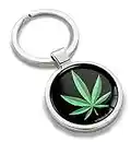 SkinoEu® 3D Metal Marijuana Hemp Leaf Logo Cannabis Rasta Weed Keyring Key Chain Gift Men Women Keychain Giftbox KK 157