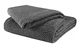 GLAMBURG 100% Cotton Thermal Blanket, Breathable Bed Blanket King Size, Soft Waffle Blanket, King Blanket, All Season Cotton Blanket, Charcoal Grey