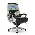 Serta Executive Office Smart Layers Technology Leather and Mesh Ergonomic Computer Chair with Contoured Lumbar and ComfortCoils, Black & White