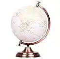 TOPGLOBE 20cm Globe Golden and White Colour Metallic - Metal Arc and Base- for School, Home, Office (English)