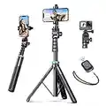 Professional Portable Waterproof Tripod,1.36m Tripod Selfie Stick with Remote, Cellphone Tripod with Bluetooth Remote, Compatible with all smart phones, cameras. For tik tok video, ring selfie