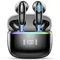 Auriculares Inalambricos, Auriculares Bluetooth 5.3 con 4 HD Mic, 40H HiFi Estéreo Cascos Inalambricos Bluetooth, Controlador de 13 mm, In-Ear Auriculares Pantalla LED, IP7 Impermeable, USB-C, Negro