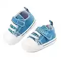 Zapatillas de Bebe Personalizadas con Nombre - Zapatos bebé de Lona Estilo Casual - Regalo Bebe Personalizado - Zapatos de 0 a 6 Meses (Azul con Nombre, 18)