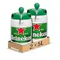 Pack de 2 fûts 5L - Heineken Blonde | Biere Blonde 5° | Compatible avec Tireuse BeerTender | Utilisable sans Machine à Bière | Bieres pression à Domicile | Heineken