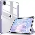 FINTIE Hybrid Case Compatible with iPad Pro 11 Inch (2022/2021/2020/2018, 4th/3rd/2nd/1st Generation) - Ultra Slim Shockproof Clear Cover w/Pencil Holder, Auto Wake/Sleep, Lilac Purple