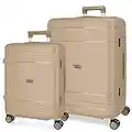 Movom Dimension Ensemble de valises Beige 55/66 cm Rigide Polypropylène Fermeture TSA 78L 6,52 kg 4 roues doubles Bagages à main, Beige, Jeu de valises