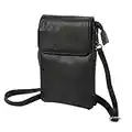 Leather Phone Bag for Women,Small Crossbody Phone Bag Pouch Purse Wallet,Ladies Cellphone Shoulder Bag,3 Layer Zipper Women's Phone Bag with Long Strap Wallet Travel Wallet with Card Holder (Black)