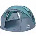 4-5Person Easy Pop Up Tent,9.5’X6.8’X49'',Automatic Setup,Waterproof, 2 Doors-Instant Family Tents for Camping, Hiking & Traveling (Green)