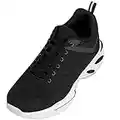 CALTO Men's Invisible Height Increasing Elevator Shoes - Black/White Super Lightweight Sporty Sneakers - 2.6 Inches Taller - Q330 - Size 9 D(M) US