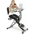 EXERPEUTIC WorkFit 1000 Fully Adjustable Desk Folding Exercise Bike with Pulse