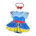 Dressy Daisy Baby Girls Princess Dress Onesie Bodysuit Romper Halloween Costume with Headband Size 3-6 Months Blue 212