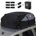 Sailnovo Car Roof Bag, 20 Cubic Feet Large Roofing Cargo Carrier Bags Waterproof Soft Rooftop Luggage Storage Roof Box for Any Cars with Roof Rack/Rails/Bars, Black