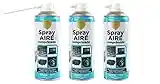 3 x Spray Aire Comprimido 400ml para la Limpieza Ideal para Teclados, Ordenadores Impresoras y otros Equipos Eléctricos Eliminación de Polvo