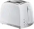 Russell Hobbs 26060 2 Slice Toaster - Contemporary Honeycomb Design with Extra Wide Slots and High Lift Feature, White