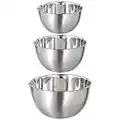 FAB4HOME Mixing Bowls 3 Pieces Stainless Steel Mixing Bowl Set | Mixing Bowl with Spout & Measuring Marking | Nesting Metal Bowl for Baking Cooking Food Preparing 1.5L/ 3L/ 5L Dishwasher Safe