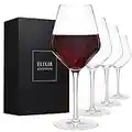 Red Wine Glasses – Set of 4 Hand Blown Large Wine Glasses – Long Stem Wine Glasses, Premium Crystal – Wine Tasting, Wedding, Anniversary, Christmas – 22oz, Clear