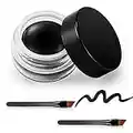 Erinde Black Gel Eyeliner, Waterproof Long Lasting Cream Eyeliner Gel, High-Intensity Pigments Smudge-Proof Eye Liner Makeup, Water-Resistant Eyeliner with 2PCS Eyeliner Brushes 02# Balck