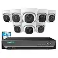 REOLINK 4K Security Camera System, RLK16-800D8, 8pcs H.265 4K PoE, Wired with Person Vehicle Detection, 8MP/4K 16CH NVR with 4TB HDD for 24-7 Recording