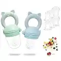 Tétine d'alimentation pour Bébé - RIGHTWELL Lot de 2 Tétine à Fruit avec 6 Tétines en Silicone sans BPA pour L'aliment Complémentaire de Bouillie de Dentition Végétale