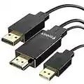 Câble HDMI vers DisplayPort, 2M Cable HDMI vers DP avec USB/Audio, 4K@60Hz Câble HDMI à Display Port Adaptateur, Actif Cordon Convertisseur HDMI to DP pour NS,Xbox One 360,Dex Pad,PC à Moniteur,TV