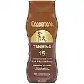 Coppertone Tanning Sunscreen Lotion, Water Resistant Body Sunscreen SPF 15, Broad Spectrum SPF 15 Sunscreen, 8 Fl Oz Bottle