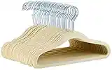 Amazon Basics Kids Velvet, Non-Slip Clothes Hangers, Beige - Pack of 50