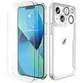 ORETECH para Funda iPhone 13, con [2x Vidrio Cristal Templado y 1x Cámara Protector de Pantalla] Suave TPU Silicona Bumper Caso Case Antichoque Anti-Arañazos Transparente para Carcasa iPhone 13, Clara