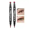 Eyeliner Stamp - OCHILIMA Double-sided Liquid Eyeliner Pen with Eye Makeup Stamp, Waterproof, Double Sided & Long Lasting Seal Tattoo Makeup Tool Red Black No smudge (Moon/Star）Shape Stamp Pen 2 Pcs