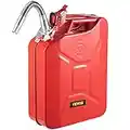 VEVOR Fuel Can, 5.3 Gallon / 20 L Portable Gas Can with Flexible Spout System, Rustproof ＆ Heat-resistant Steel Fuel Tank for Cars Trucks Equipment, Red