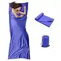 Sleeping Bag Liner, Travel & Camping Sheet for Adults, Lightweight and Compact Insert with Velcro - Comfortable Sleep Liners for Traveling, Hotel and Camping (Navy Blue)