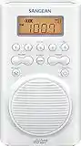 Sangean H205 AM/FM Weather Alert Waterproof Shower Radio White 6.14x 4.01x 9.72