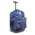 J World New York Sunrise Kids Rolling Backpack for Girls Boys Teen. Roller Bookbag with Wheels, Disco, 18"