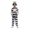 Spooktacular Creations Prisoner Jail Halloween Costume with Tattoo Sleeve and Toy Handcuffs for Kids (Medium (8-10 yrs))