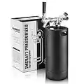 TMCRAFT 128oz Growler Tap System, Pressurized Stainless Steel Mini Keg with Cooler Jacket, Portable Home Dispenser System to Keep Fresh and Carbonation for Draft, Homebrew and Craft Beer (Matte Black)