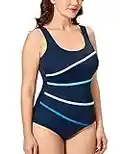 DELIMIRA Femme Maillot De Bain 1 Pièce Sexy Amincissante Slim Navy 42