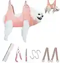 Hamac de toilettage pour animaux de compagnie pour petits chiens et chats, kit de harnais de toilettage pour chien avec coupe-ongles/lime à ongles/peigne pour animaux de compagnie (rose, S)