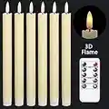 Eldnacele Candele coniche senza fiamma, avorio tremolanti con telecomando a 10 tasti, funzionamento a batteria a LED, stoppino 3D, in vera cera