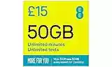 EE SIM Card UK PAYG £15 Bundle - 25GB + 25GB FREE DATA Unltd Texts & Mins + International Calling Option - (Love2surf RETAIL PACK)